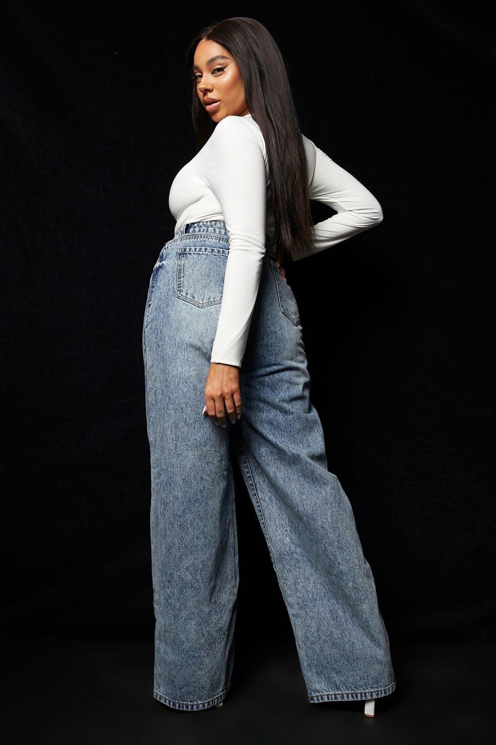 Plus Vintage Wash Wide Leg Jeans | boohoo
